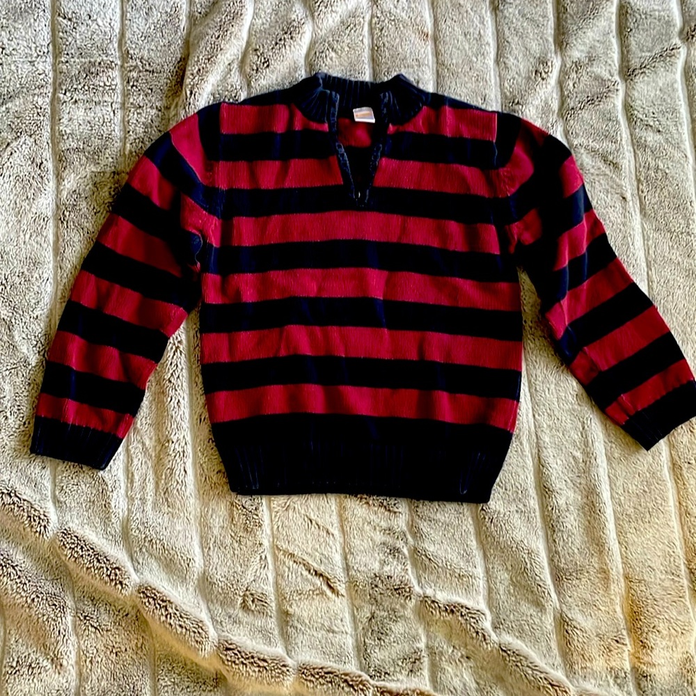 Gymboree sweater size 8 100% cotton, striped burgundy and blue